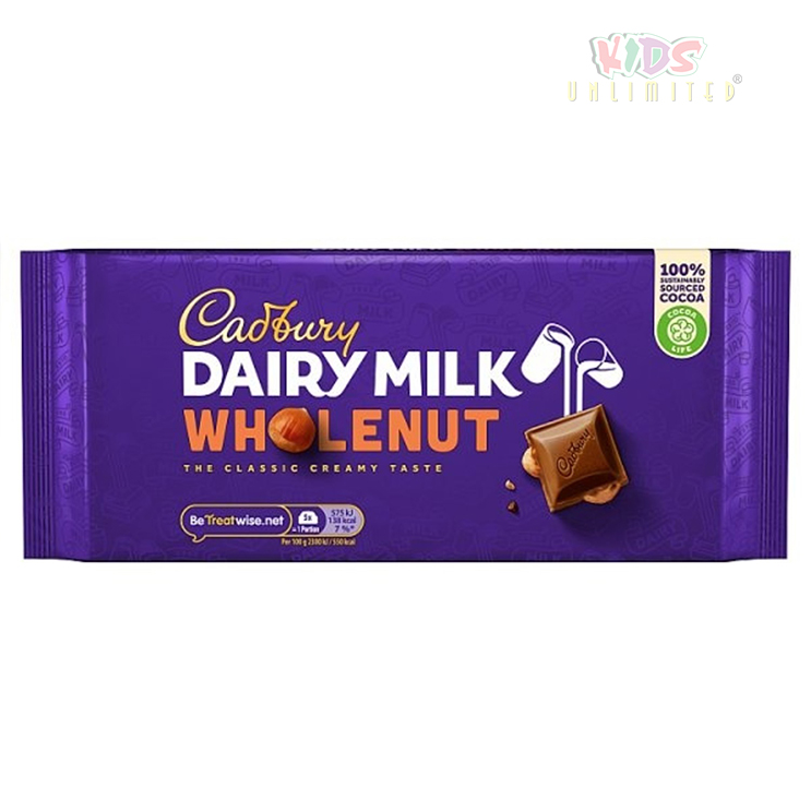 cadbury dairy milk wholenut the classic creamy taste Kids Unlimited